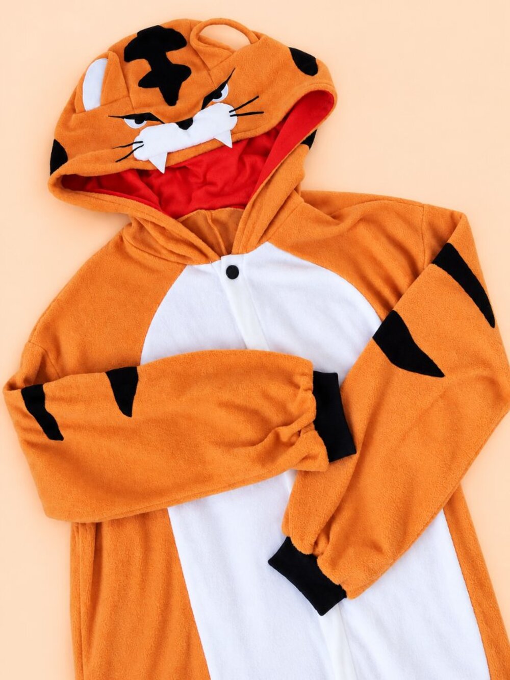 Be Cozy Adult Tiger Costume One Size Halloween Jumpsuit Paws Feet Tail